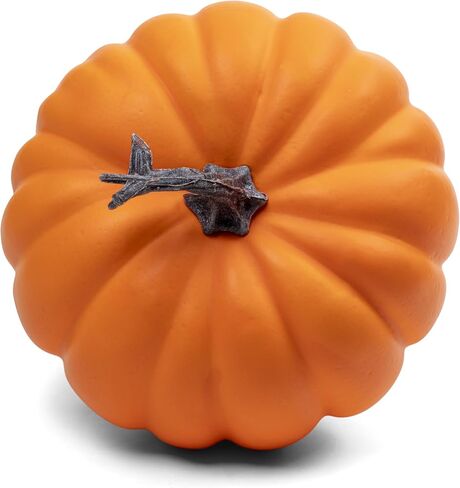 7 inch Artificial Orange Pumpkin Foam Harvest Decor Fake Paintable Pumpkin Decoration for Fall Autumn Halloween Holiday Home Decor (Orange) in Saudi Arabia