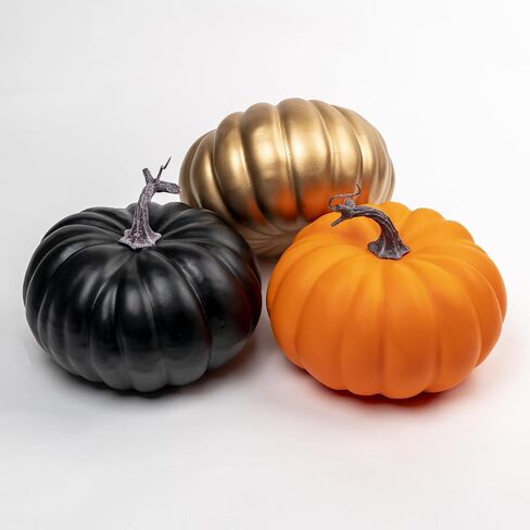 7 inch Artificial Orange Pumpkin Foam Harvest Decor Fake Paintable Pumpkin Decoration for Fall Autumn Halloween Holiday Home Decor (Orange) in Saudi Arabia
