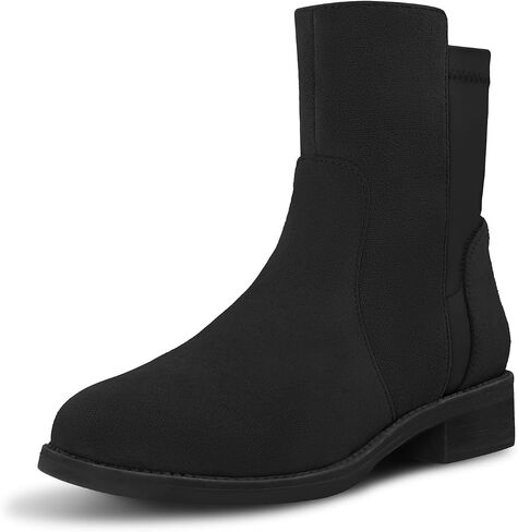 حذاء بوت للكاحل للنساء من Shoe'N Tale، حذاء قصير بمقدمة مستديرة مكتنزة وكعب منخفض وسحاب جانبي in Kuwait
