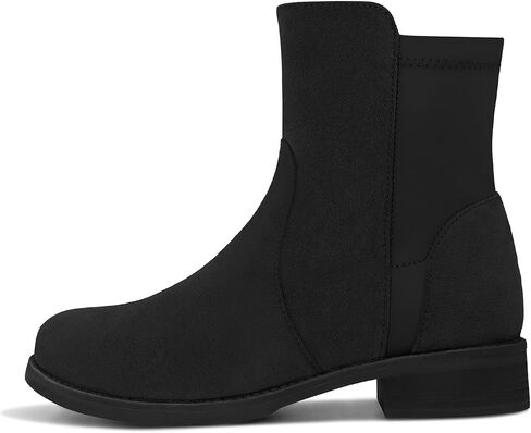 حذاء بوت للكاحل للنساء من Shoe'N Tale، حذاء قصير بمقدمة مستديرة مكتنزة وكعب منخفض وسحاب جانبي in Kuwait