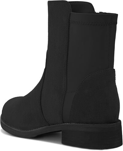 حذاء بوت للكاحل للنساء من Shoe'N Tale، حذاء قصير بمقدمة مستديرة مكتنزة وكعب منخفض وسحاب جانبي in Kuwait