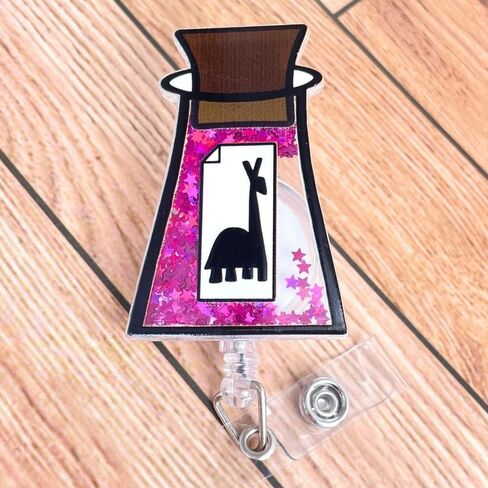 YJ PREMIUMS Llama Potion Shaker Badge Reel | Funny Cute Nurse Purple Alpaca Llama Extract Retractable Badge Holder Name Card ID Clip for Nurses Practitioner Medical Coworker Gifts Essentials in Kuwait