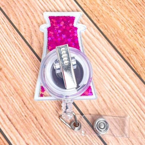 YJ PREMIUMS Llama Potion Shaker Badge Reel | Funny Cute Nurse Purple Alpaca Llama Extract Retractable Badge Holder Name Card ID Clip for Nurses Practitioner Medical Coworker Gifts Essentials in Kuwait