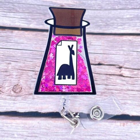 YJ PREMIUMS Llama Potion Shaker Badge Reel | Funny Cute Nurse Purple Alpaca Llama Extract Retractable Badge Holder Name Card ID Clip for Nurses Practitioner Medical Coworker Gifts Essentials in Kuwait