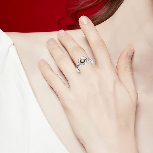 Vintage Birthday Flower Rings for Women 925 Sterling Silver Birth Flower Jewelry Gifts for Mom Wife in Saudi Arabia