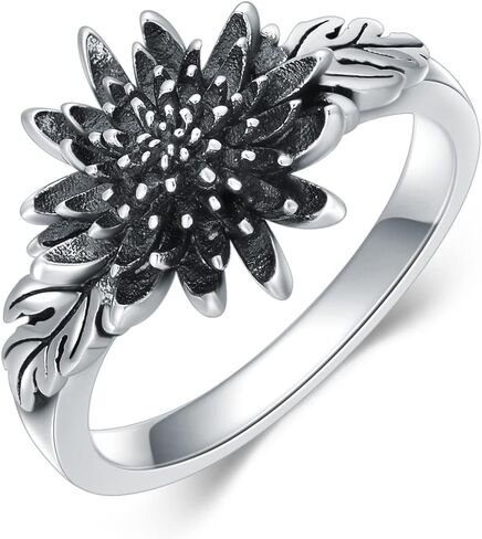 Vintage Birthday Flower Rings for Women 925 Sterling Silver Birth Flower Jewelry Gifts for Mom Wife in Saudi Arabia