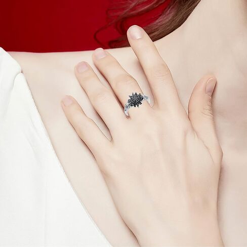 Vintage Birthday Flower Rings for Women 925 Sterling Silver Birth Flower Jewelry Gifts for Mom Wife in Saudi Arabia