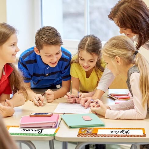 48 قطعة من لوحة اسم أصدقاء الغابة، مخطوطة تقليدية، علامات اسم أبجدية مسطحة يسار/يمين مع نقاط صمغ لتزيين مخلوقات مكاتب طلاب المدارس، 11.8 × 4 بوصات (وودلاند) in Kuwait