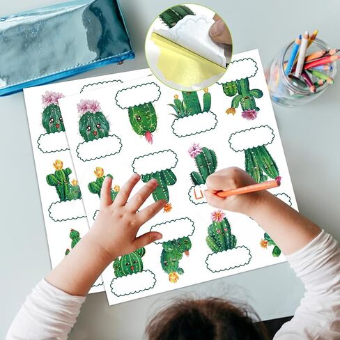 120 Pieces Cactus Name Tags Stickers, Self Adhesive Cactus Stickers Labels Cute Cactus Themed Bulletin Board Stickers Cactus Cutouts Nameplate for Classroom Student Back to School Desk Decor in Kuwait
