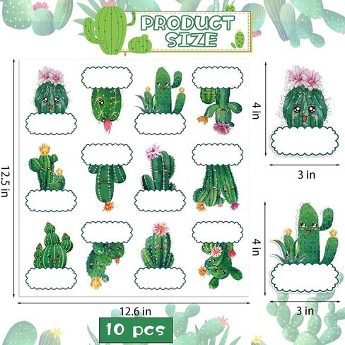 120 Pieces Cactus Name Tags Stickers, Self Adhesive Cactus Stickers Labels Cute Cactus Themed Bulletin Board Stickers Cactus Cutouts Nameplate for Classroom Student Back to School Desk Decor in Kuwait