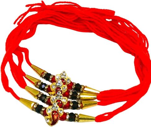 KHANDEKAR Set of 4 Ganesha Design Rakhi for Brother, Designer Rakhi Set for Raksha Bandhan, Rakhi Thread Bhaiya Bhabhi Sister Rakhi Band for Rakshabandhan with Roli Chawal in Saudi Arabia