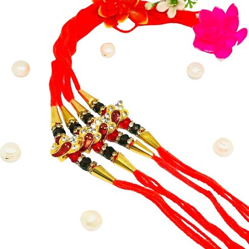 KHANDEKAR Set of 4 Ganesha Design Rakhi for Brother, Designer Rakhi Set for Raksha Bandhan, Rakhi Thread Bhaiya Bhabhi Sister Rakhi Band for Rakshabandhan with Roli Chawal in Saudi Arabia