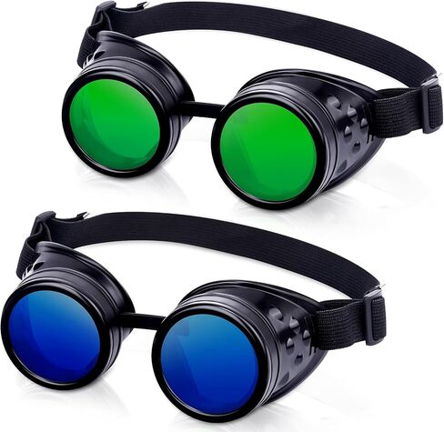 Frienda 2 Pairs Vintage Steampunk Goggles Glasses Welding Punk Gothic Cosplay Halloween Sunglasses Adventure Goggles with Lenses for Men in Saudi Arabia