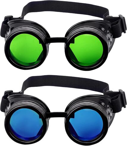 Frienda 2 Pairs Vintage Steampunk Goggles Glasses Welding Punk Gothic Cosplay Halloween Sunglasses Adventure Goggles with Lenses for Men in Saudi Arabia