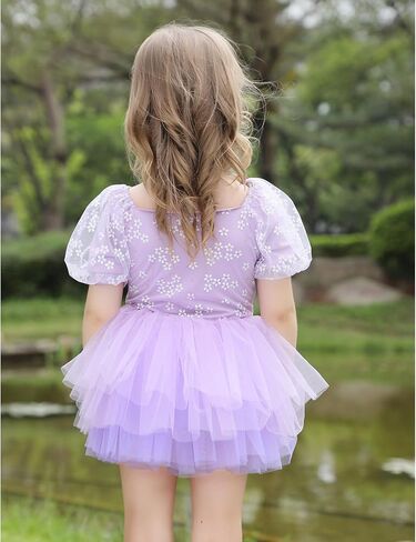 Toddler Girl Ballet Tutu Dress Short Sleeve Dance Leotard Square Neck Full Skirted Ballerina Costumes in Saudi Arabia
