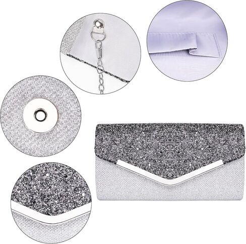 Larcenciel Women's Evening Handbags, Glitter Envelope Clutch Purses, Formal Ladies bag for Date Night Out Party,8.7×4.3x2.4in in Saudi Arabia
