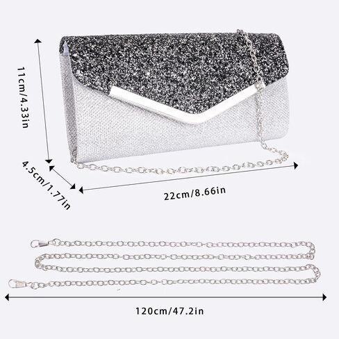 Larcenciel Women's Evening Handbags, Glitter Envelope Clutch Purses, Formal Ladies bag for Date Night Out Party,8.7×4.3x2.4in in Saudi Arabia