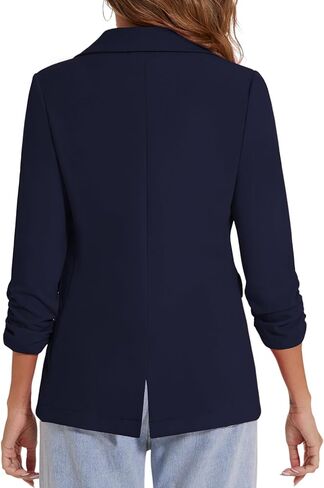 MINTLIMIT Womens Blazer 3/4 Ruched Sleeve Notch Lapel Business Work Blazers One Button Open Front Casual Jackets with Pockets in Kuwait