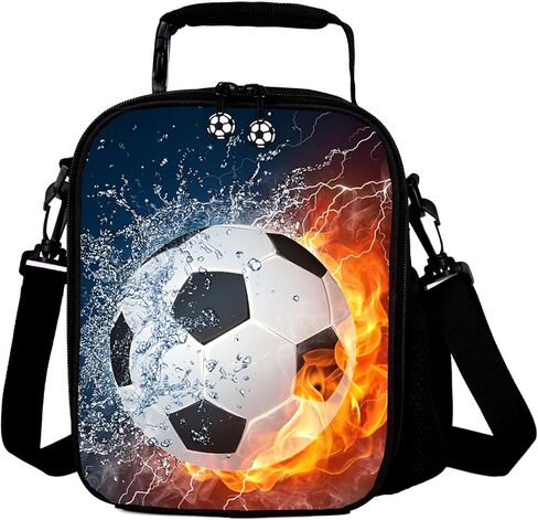 Lunch Tote, 2019 Upgrade Insulated Football Lunch Bag- Waterproof Reusable Lunch Box Portable Meal Bag Ice Pack for Kids Boys Girls -Black in Saudi Arabia