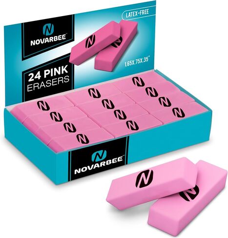 Noverbee- Erasers, Erasers for Kids, Eraser Neon Colors, 12 Pack, Erasers bulk, Erasers for pencils, art and Office Use. in Kuwait
