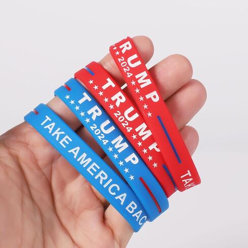 8pcs 2024 Trump Bracelet, Donald Trump Take America Back Rubber Bracelets Inspirational Motivational Wristbands Trump 2024 Silicone Bracelets for Teens Men Women in Saudi Arabia