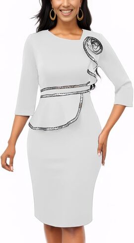 Women's Bodycon Work Pencil Midi Dresses Formal Business Dress Slim Casual Dress Knee Length Party Dress in Saudi Arabia