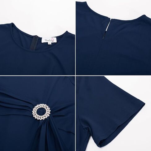 KIMCURVY Plus Size Women Short Sleeve Dress Evening Pencil Dress for Business Cocktail Party with Revomable Rhinestone in Saudi Arabia
