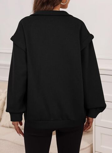 EVALESS Womens Oversized Sweatshirts Casual Half Zip Up Hoodies V Neck Long Sleeve Loose Fall Clothes Outfits Pullover in Saudi Arabia