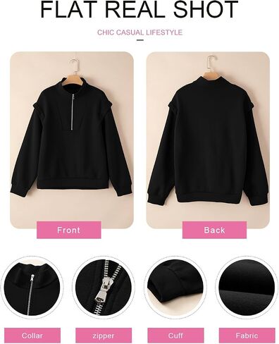 EVALESS Womens Oversized Sweatshirts Casual Half Zip Up Hoodies V Neck Long Sleeve Loose Fall Clothes Outfits Pullover in Saudi Arabia