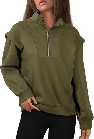 EVALESS Womens Oversized Sweatshirts Casual Half Zip Up Hoodies V Neck Long Sleeve Loose Fall Clothes Outfits Pullover in Saudi Arabia