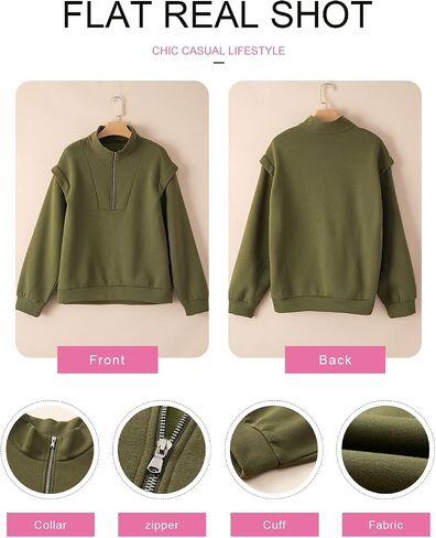 EVALESS Womens Oversized Sweatshirts Casual Half Zip Up Hoodies V Neck Long Sleeve Loose Fall Clothes Outfits Pullover in Saudi Arabia