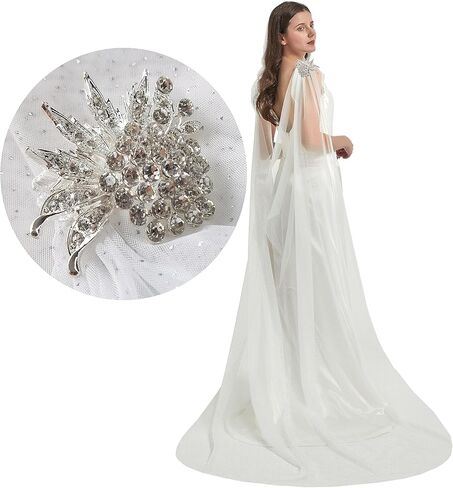 الكتف كيب الحجاب الحجاب الزفاف بريق الحجاب الزفاف تألق الحجاب طويل كاتدرائية طول M16 in Kuwait