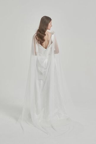 الكتف كيب الحجاب الحجاب الزفاف بريق الحجاب الزفاف تألق الحجاب طويل كاتدرائية طول M16 in Kuwait