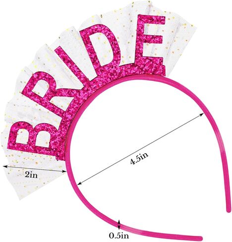 عصابة رأس العروس اللامعة باللون الوردي الساخن مع حجاب قصير لتزيين حفلات توديع العزوبية وعصابة رأس لحفلات الزفاف وحفلات العزوبية وحفلات الزفاف in Kuwait