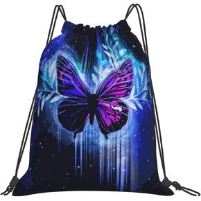 Fantasy Butterfly Galaxy Unisex Drawstring Backpack Bag Sport Gym Swim Travel Sackpack