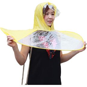 Garneck Magical Hands Free Raincoat Creative Umbrella Hat Windbreak School Costum for Students Children Man Women M (Pink)