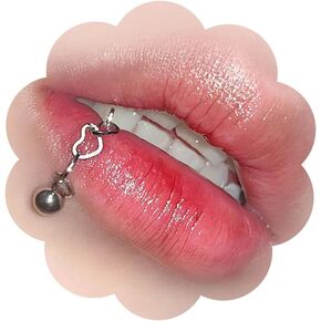 Heart Lip Rings Statement Tassel Chain Septum Rings Gothic Heart Round Ball Drop Hoop Lip Rings 16 Gauge Horseshoe Rings Trendy Body Piercing Jewelry for Women