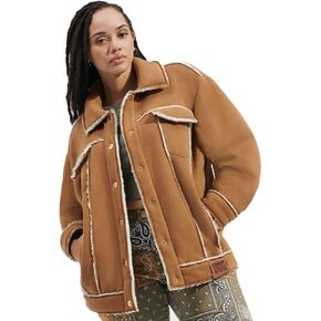 UGG Women's Frankie Bonded Fleece Trucker Coat