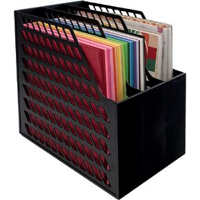 Storage Studios Easy Access Paper Holder with 3-Slots, 9.5 x 13.5 x 14.5 Inches, Black (CH92579)