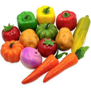 13Pcs Fake Vegetable Realistic Artificial Vegetables Lifelike Decorative Foam Food Simulation Faux Veggies for Home Kitchen Christmas Decoration Artificial Bell Peppers Pumpkin Faux Carrots Décor
