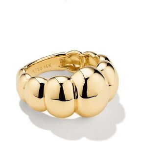 NOKMIT Gold Chunky Dome Rings for Women Cute Puffy Statement Band Bold Gold Silver Tone Croissant Ring High Polished Smooth Comfort Fit Size 5-10