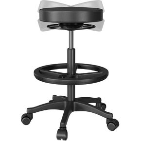 Round Rolling Stool – Active Flexible Seating – Comfortable Ergonomic Height Adjustable Swivel Stool with Wheels for Home, Office, Shop (Brown)