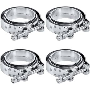 2.5 Inch Stainless Steel V-Band Flange Clamp Kit Endxedo 4 PCS V Band Clamp with Flange