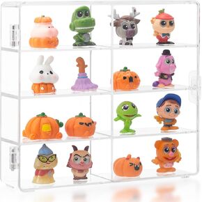 Clear Acrylic Display Case 8 Compartments Storage Box Cabinet Organizer for Mini Toys, Collections and Stone