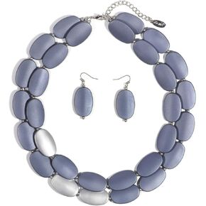 Bocar 2 Multi Layer Chunky Statement Acrylic Women Collar Necklace