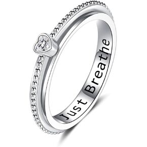 Step Forward 925 Sterling Silver Fidget Ring with Spinner for Anxiety for Women- Jewelry Gifts for Worry & Boredom Relieving for ADHD Autism
