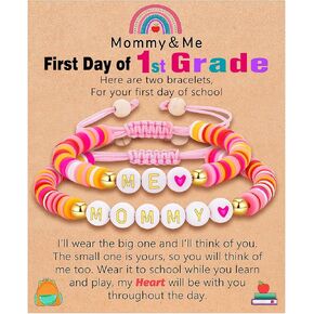 First Day of School Gift for Mom and Daughter 1st Grade Mom and Me Back to School Bracelet Gift