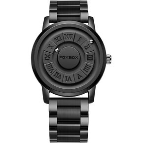 Weicam Unisex Cool Watches Roman Numerals Creative Magnetic Levitation Balls Dial Waterproof Quartz Wrist Watches Couple Watch (Black(Stainless Steel))