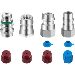 Mudder 4 Pieces VA-LH11 A/C Pro R-12 to R-134a Retrofit Parts Kit Retrofit Conversion Adapter Fitting Compatible with 1/4 SAE Thread Low High Side Retrofit Conversion