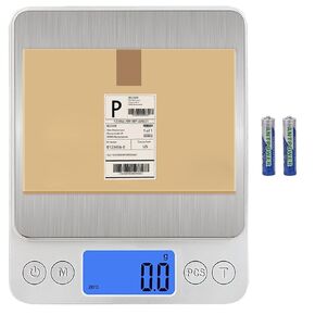 Digital Postal Shipping Scale, Stainless Steel Large Platform Scale for Business Packages, 11lb 0.1g Accuracy Kitchen Scale for Baking Food Cooking Coffee Soap Making Sourdough Bread Making